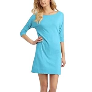 Lilly Pulitzer Cassie Boatneck 3/4 Sleeve Sheath Mini Dress in Blue - Sz S
